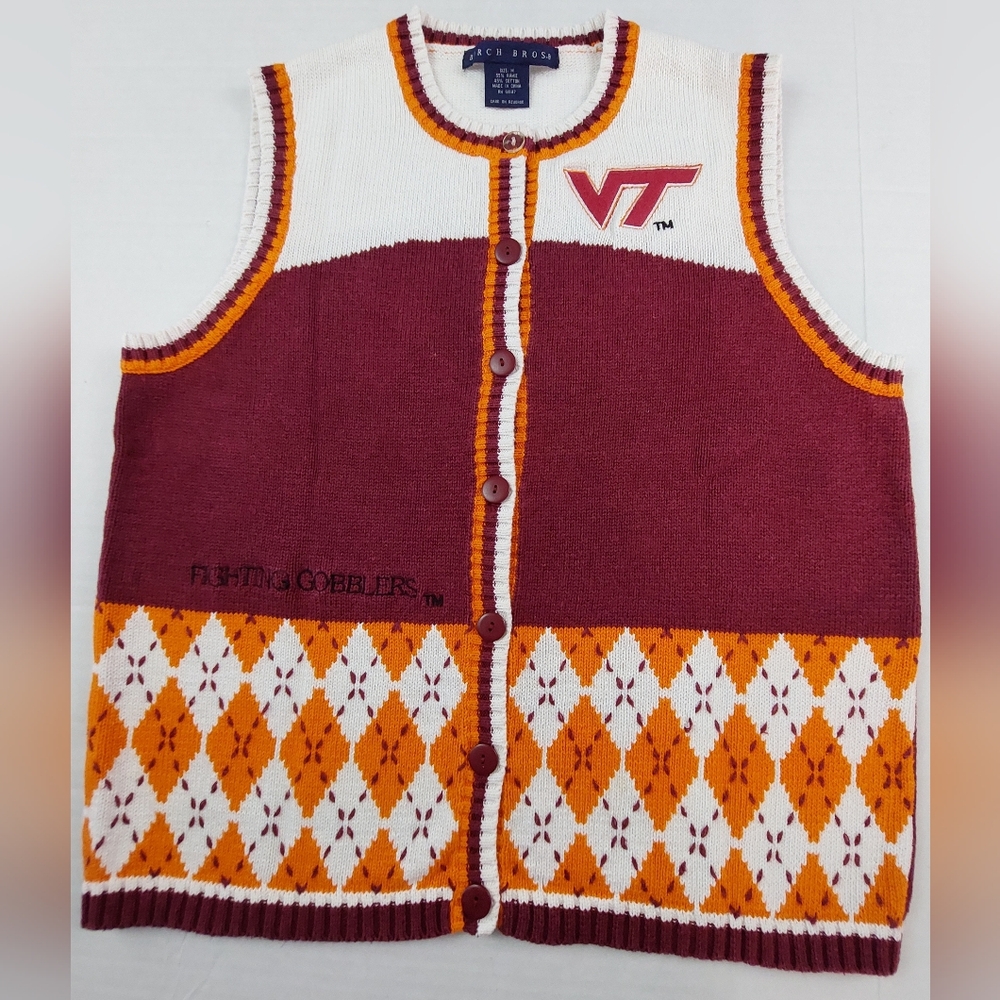 Birch Bros Virginia Tech Hokies Fighting Gobblers Vest Womens Medium Maroon